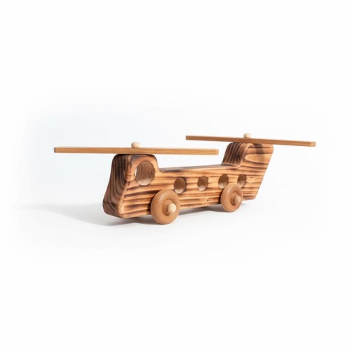 Handmade Wooden Toy Helicopter – Chinook Style | Aviation Gift, Montessori Toy, Rustic Décor