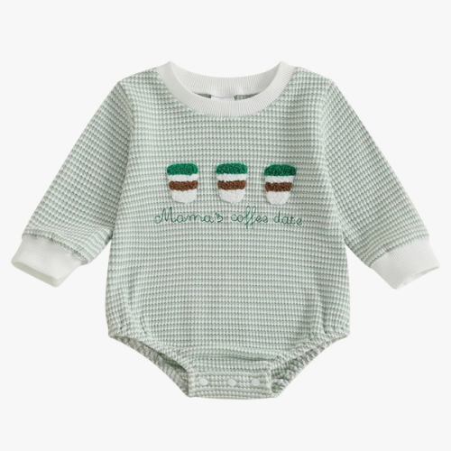 VISGOGO Unisex Baby Boy Girl Romper Waffle Newborn Infant Onesie Clothes Long Sleeve Bubble Oversized Romper Bodysuit Top