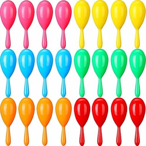 24 Pcs Maracas, 4.3 Inch Plastic Maracas for Mexican Fiesta, Luau Party, Wedding, Birthday, Cinco De Mayo Fiesta Themed Party Supplies (multicolor)