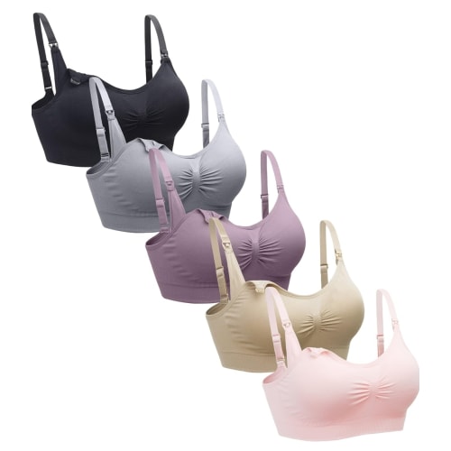 Suekaphin 5PACK Nursing Bra Wireless Bra Women's Sleeping Maternity Bra Breastfeeding Bra