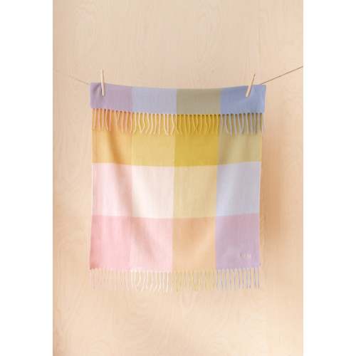 Lambswool Baby Blanket in Pink Block Check