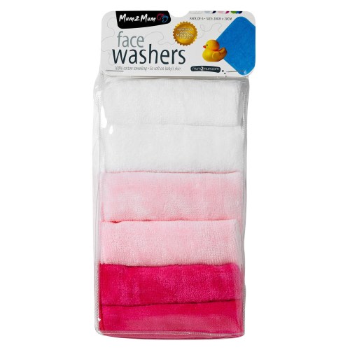 Mum 2 Mum Face Washers, 6-Pack, Pink