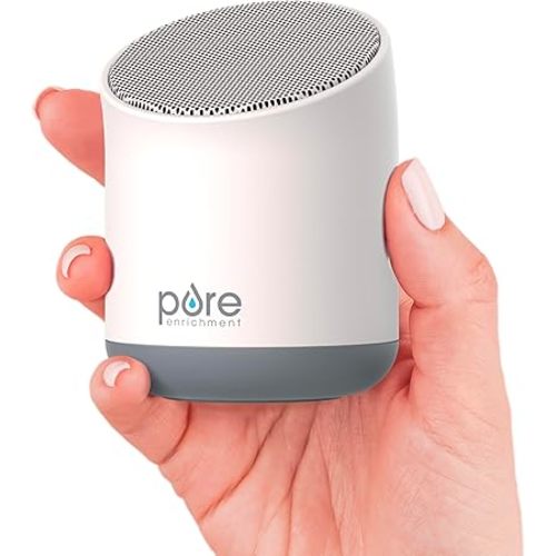 Pure Enrichment Wave Mini Travel Sound Machine - 6 Soothing Sounds Including White Noise, Seamless Loop Audio, Rechargeable Battery, 48 Hour Run Time, Optional Timer, and Storage Bag