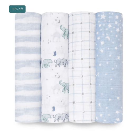 Rising Star Cotton Muslin Swaddles 4pk | aden + anais