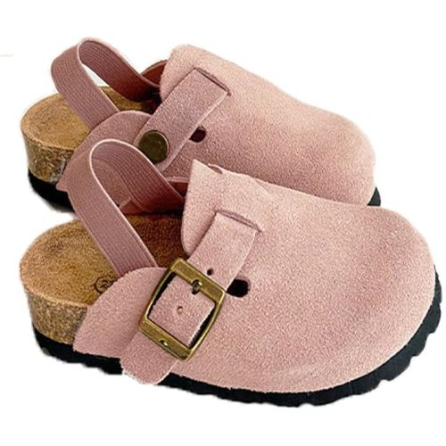 Kids Suede Clogs Toddler Clogs Boys Girls Sandals Cork Adjustable Buckle Mules