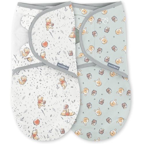 SwaddleMe by Ingenuity Original Swaddle, 100% Cotton, Improves Sleep & Calms Startle Reflex, 0-3 Months, 1.0 TOG, 2-Pack, Baby Swaddle Blanket - Winnie The Pooh