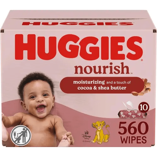 Huggies Nourish Scented Baby Wipes, 10 Push Button Packs (560 Wipes Total)