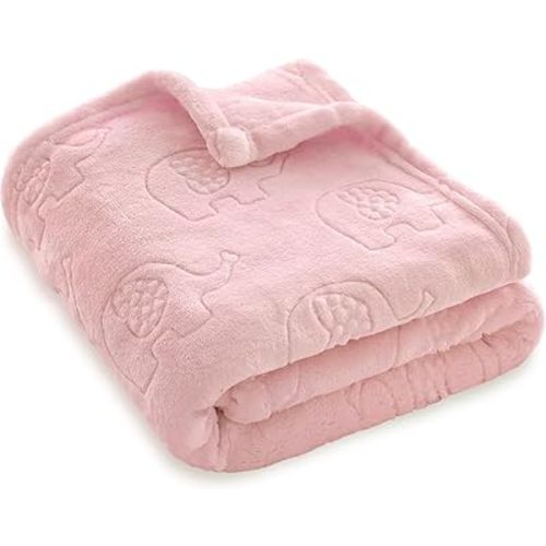 BORITAR Baby Blanket for Boys Girls Ultra Soft Fleece Warm and Lightweight Elephant Animal Blankets for Infant Toddler Newborn, 30x40 Inch, Light Pink