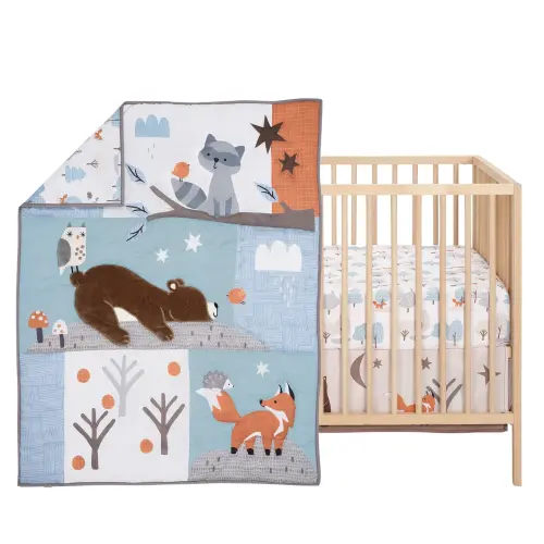 Sleepytime Bear Woodland 3-Pc Baby Nursery Crib Bedding Set – Lambs & Ivy