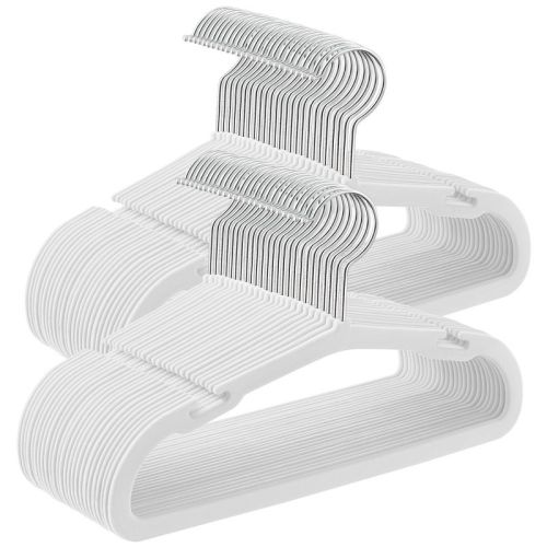 SONGMICS Baby Hangers 50 Pack, Kids Hangers for Closet, Non-Slip Velvet Hangers, Childrens Hangers,Wide Shoulder Notches, Cloud White