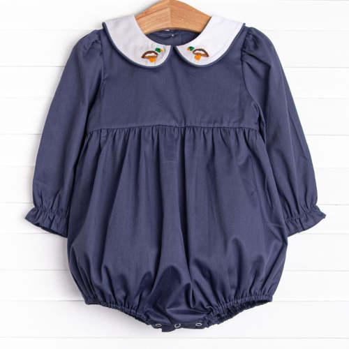 French Knot Mallard Embroidered Girl Bubble, Navy
      
      
      
        –
        Stitchy Fish