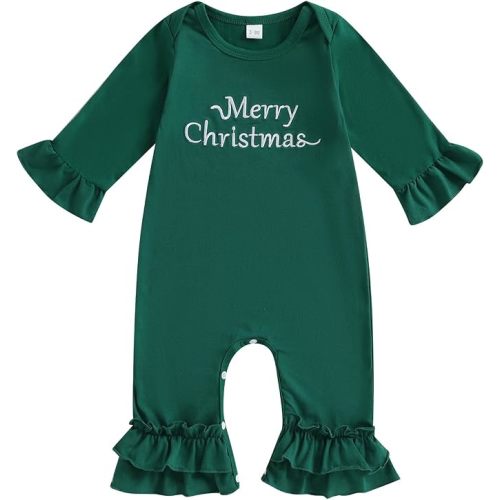 Newborn Baby Boy Girl Outfit First Christmas Footed Jumpsuit Romper Long Sleeve Fall Winter Footie Clothes