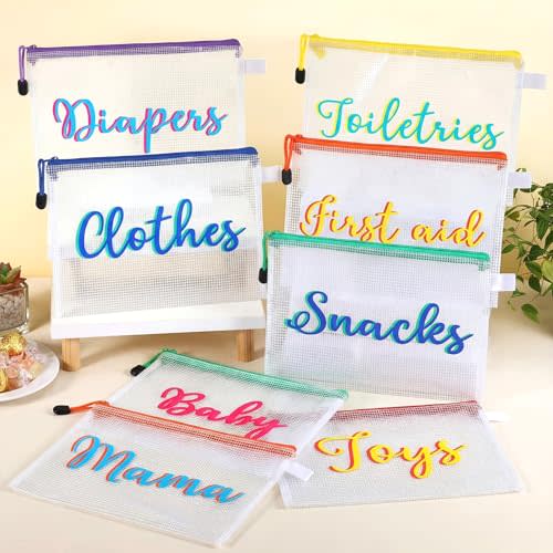 Aliceset 8 Pcs Large Hospital Bags for Labor and Delivery Diaper Bags Waterproof Reusable Diaper Pouches Organizing Pouches Zipper Pouch for Mommy Nursing Toiletry Storage Baby Shower Gifts