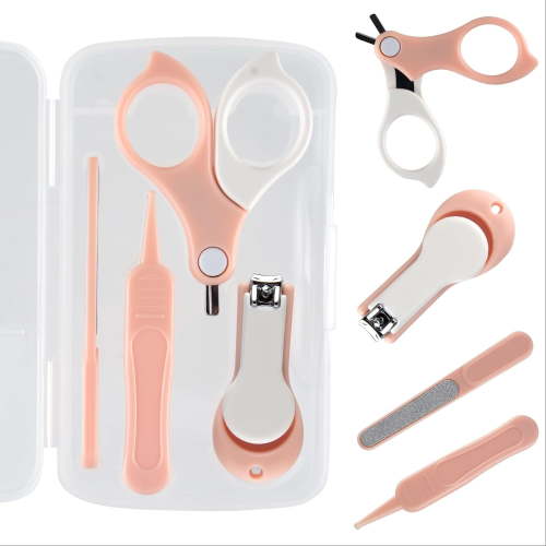 Baby Nail Kit, Baby Manicure Kit and Pedicure kit with Baby Nail Clipper, Scissor, Baby Nail File & Tweezer for Newborn, Infant & Toddler, Perfect for Mothers Day Gifts(Pink&White)