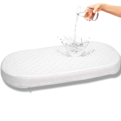 First Essentials Baby Bassinet Mattress Pad (Oval, 16X31, 3-INCH) for Newborn Comfort Breathable Easy Clean Hypoallergenic Waterproof Made in USA