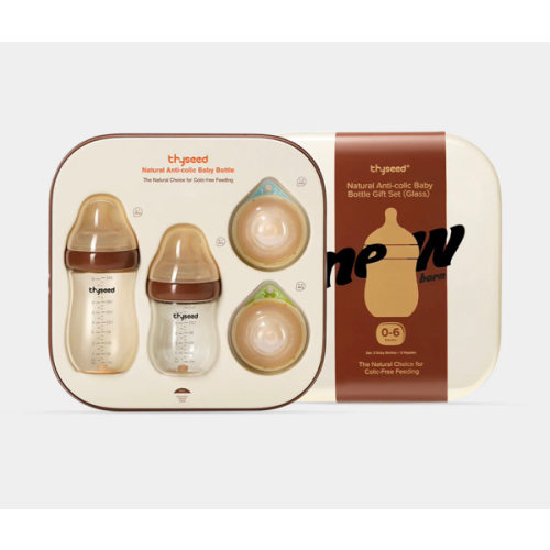 Thyseed Anti-Colic Glass Baby Bottle 0-6M Foundation Set