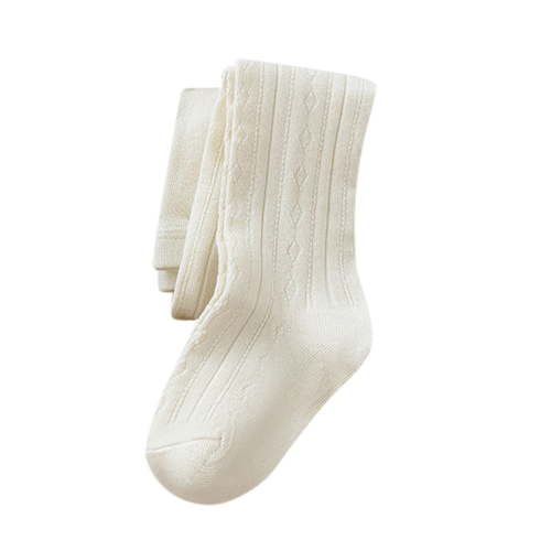 Baby Girls Tights Cotton Cable Knit Footed Pantyhose Baby Stockings Toddler Leggings,Color:Beige Size:0-6 Months