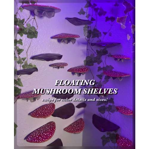Handmade Floating Mushroom Shelf Decor; display,collection,crystals,forest,fairycore,cottagecore,hanging,wall decorations gift cute fungi