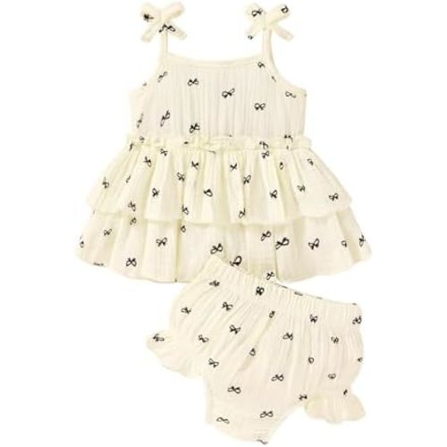 Happy Town Baby Girl Clothes Summer Infant Outfits Sleeveless Tank Tops Newborn Shorts Set Bloomers Toddler Shirt