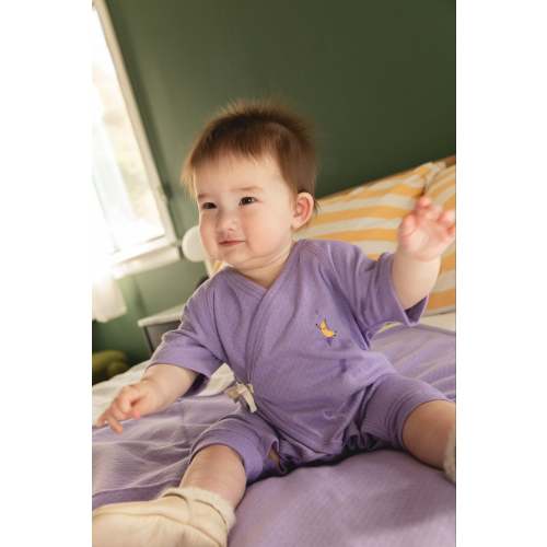 Lilac Pointelle Baby Kimono Onesie
