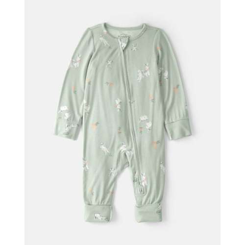 Baby Bunny 2-Way Zip PurelySoft Sleep & Play Pajama - Green | Carter's