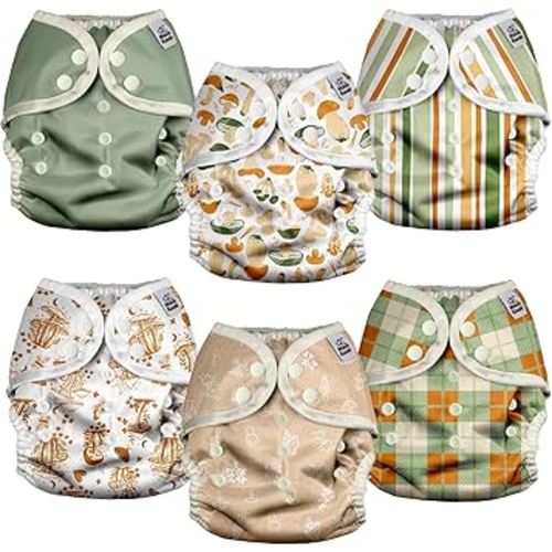 Mama Koala Reusable Adjustable Cloth Diaper Covers with Double Gusset for Girls and Boys, Snap Closure, Size M (Vibrant Mush-M)