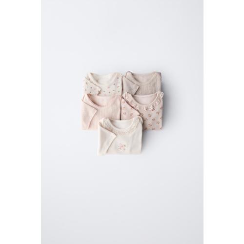FIVE-PACK OF FLORAL BODYSUITS - Dusty pink | ZARA United States