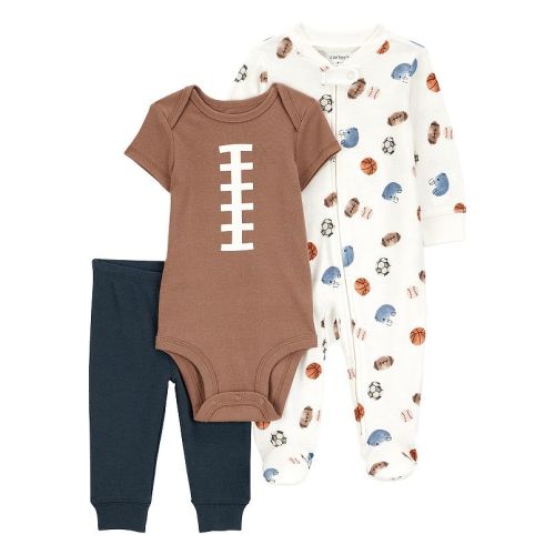 Baby Boys Carter's 3-pc. Football Bodysuit, Pant, & Sleep Suit Set