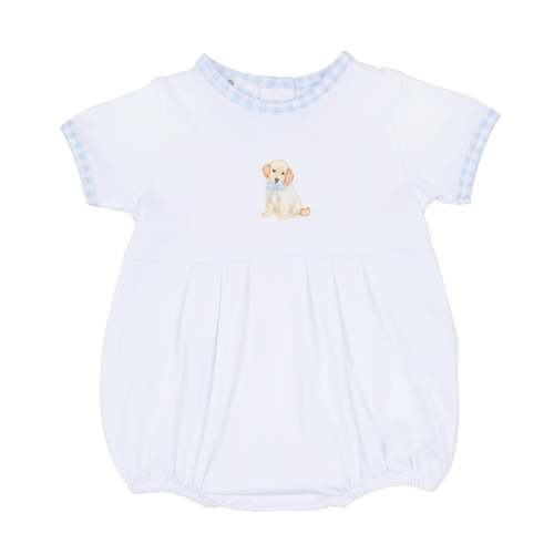 Sweet Golden Hand-Embroidered Bubble - Blue