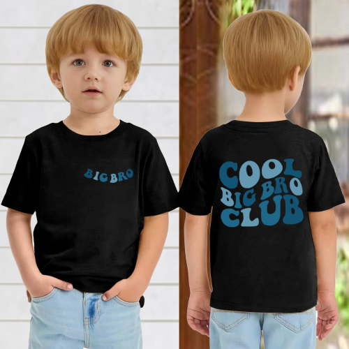 Big Brother Toddler Shirt,Sibling Reveal Gift T-Shirt Toddler Boys Big Brother Cool Bro Club Summer Baby Boy Short Sleeve Tees Shirts Black 3-4Y