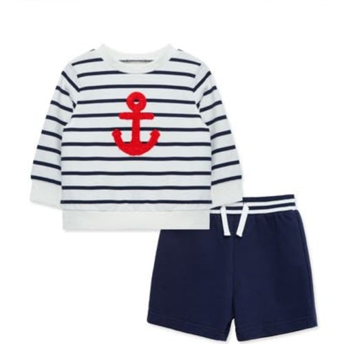 Anchor Appliqué Sweatshirt & Shorts Set, 12M