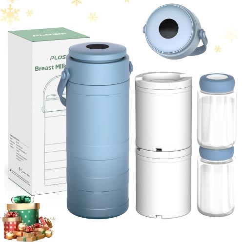 Portable Outdoor Breast Milk/Cow Milk Cooler, 360° All-Around Cooling, Continuous Refrigeration for 24 Hours, Large Capacity Travel Breast Milk/Cow Milk Cooler, Comes with 2 Baby Bottles for Refrigerated Storage, The Best Gift for Moms