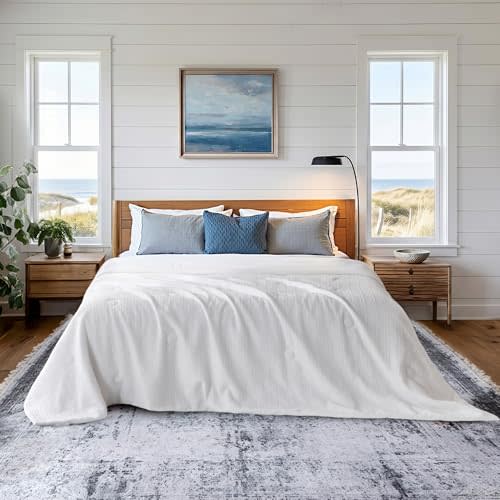 Sophia & William King Cooling Comforter, Nylon Blend, White | 108x92, polyester and spandex blend, breathable lightweight reversible waffle design