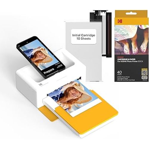 KODAK Dock Plus 4PASS Instant Photo Printer, 4x6 inches, 50 Sheets Bundle