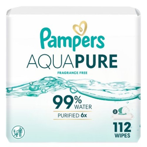 Pampers Aqua Pure Sensitive Baby Wipes - 112ct: Pop-Up Dispenser, Cotton, Ethyl Alcohol-Free