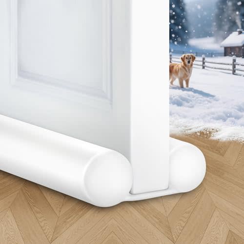 MAXTID Under Door Draft Blocker 36" Door Sealers for Bottom of Door Seal Strip Block Air Double Door Draft Stopper White Door Sweep Noise Cancelling Weather Seal