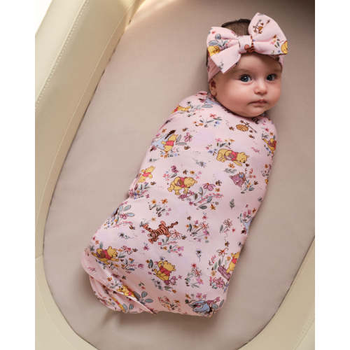 Disney Winnie The Pooh Garden Adventures Swaddle & Luxe Bow Headband Set | Little Sleepies