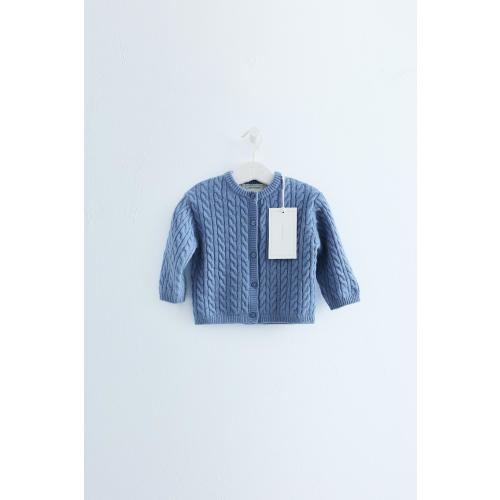 Zara TIMELESS - 100% WOOL CABLE-KNIT CARDINGAN - Mid-blue | ZARA United States