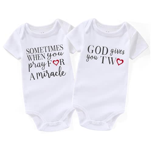 Pray for one gives two twins baby items must haves Girls boy infant Clothes Twin Baby Essentials newborn Bodysuits