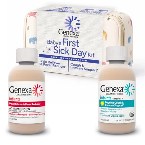 Genexa Baby 2 Pack Gift Set | Clean Infant Pain/Fever Relief + Organic Baby Cough Syrup & Immune Support | Dye-Free Sick Day Health Essentials for Infants & Toddlers