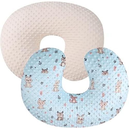 Dot Nursing Pillow Cover Set 2 Pack Nursing Pillow Slipcovers, Ultra Soft Compatible with Boppy Pillow,Standard Pillow for Baby Boy Girl Cream, Rabbit