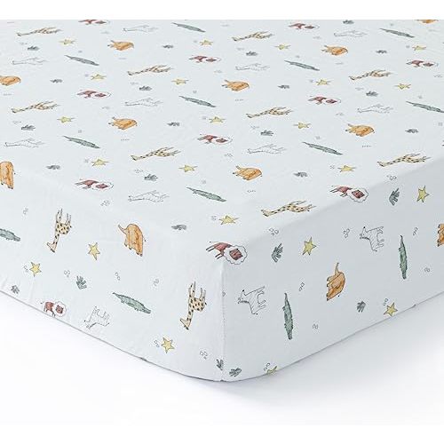 Dreamology Muslin Crib Sheets Boys,Girls | Super Soft,Breathable Crib Sheet,1 Pack | 100% Cotton Crib Sheets for Standard Cribs,Toddler Bed Sheets,52x28 Crib Mattress Sheet | Animal