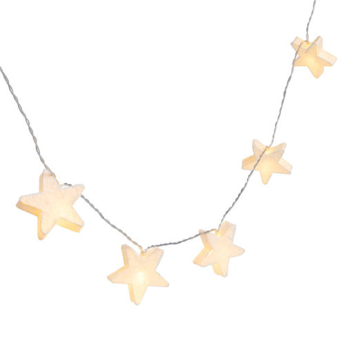White Paper Stars LED Battery Operated String Lights
