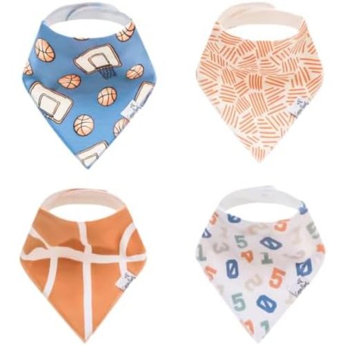 Copper Pearl Baby Bibs 4 Pack, Printed Bandana Drool Bibs for Baby Girl & Boy, Soft Cotton Drooling Teething Bibs