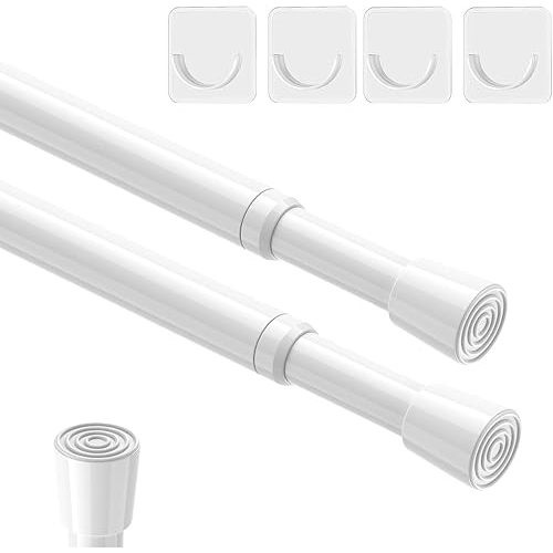AIZESI 2pcs Spring Tension Rods Adjustable 26 to 39 inch Small Tension Curtain Rod No Drilling Expandable Spring Loaded Curtain Rod,Suitable for Doors and Windows 28 to 36 inch, White