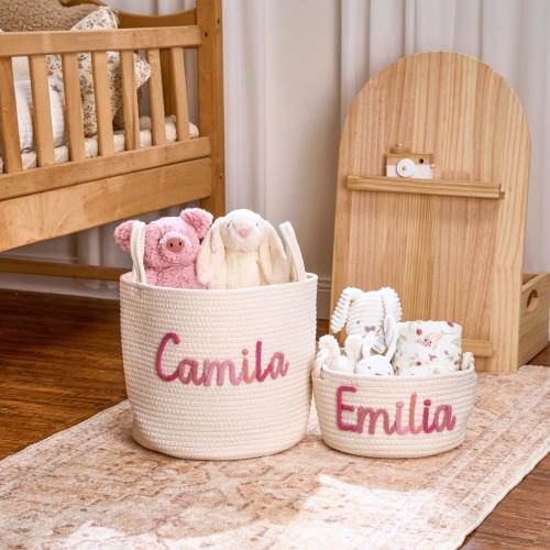 Personalized Handmade Basket • Easter Basket • Baby Gift • Baby Shower Gift • Baby Basket • I-Cord Knitting Craft • Toy Organizer