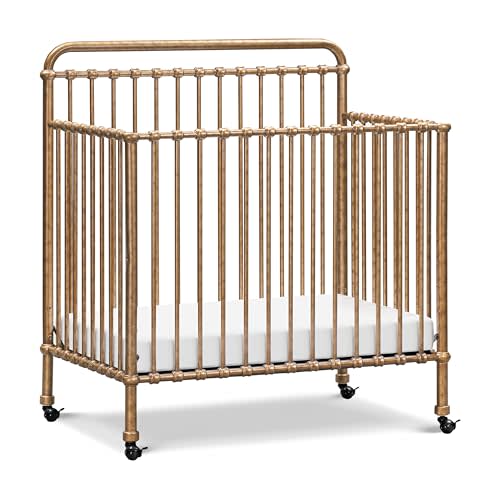 NAMESAKE Winston 4-in-1 Convertible Mini Crib w/Wheels Durable Metal | GREENGUARD Gold Certified - Portable, Metal Baby Crib w/ Removable Wheels - Converts to Toddler Bed, Daybed & Twin Size Bed