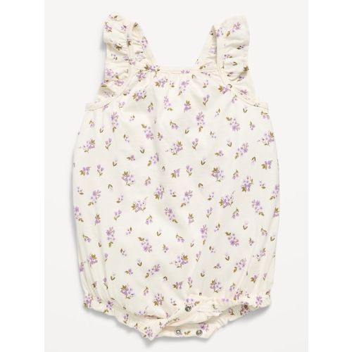 Printed Sleeveless Ruffle-Trim Romper for Baby