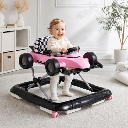 4-in-1 Baby Push Walker Activity Center with Music Box and Adjustable Height, Pink