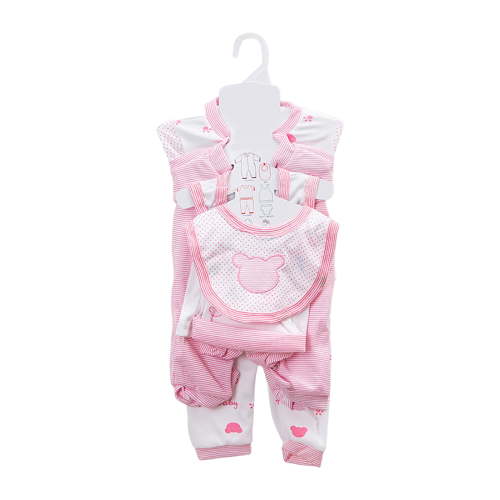 Splozh Baby Bodysuit and Pant Sets Baby Layette Gift Set for Girls 8 Piece Jumpsuit+Top+Pant+Bib+Hat+Socks Girl Gift Set Baby Clothes Pink,0-3 Months